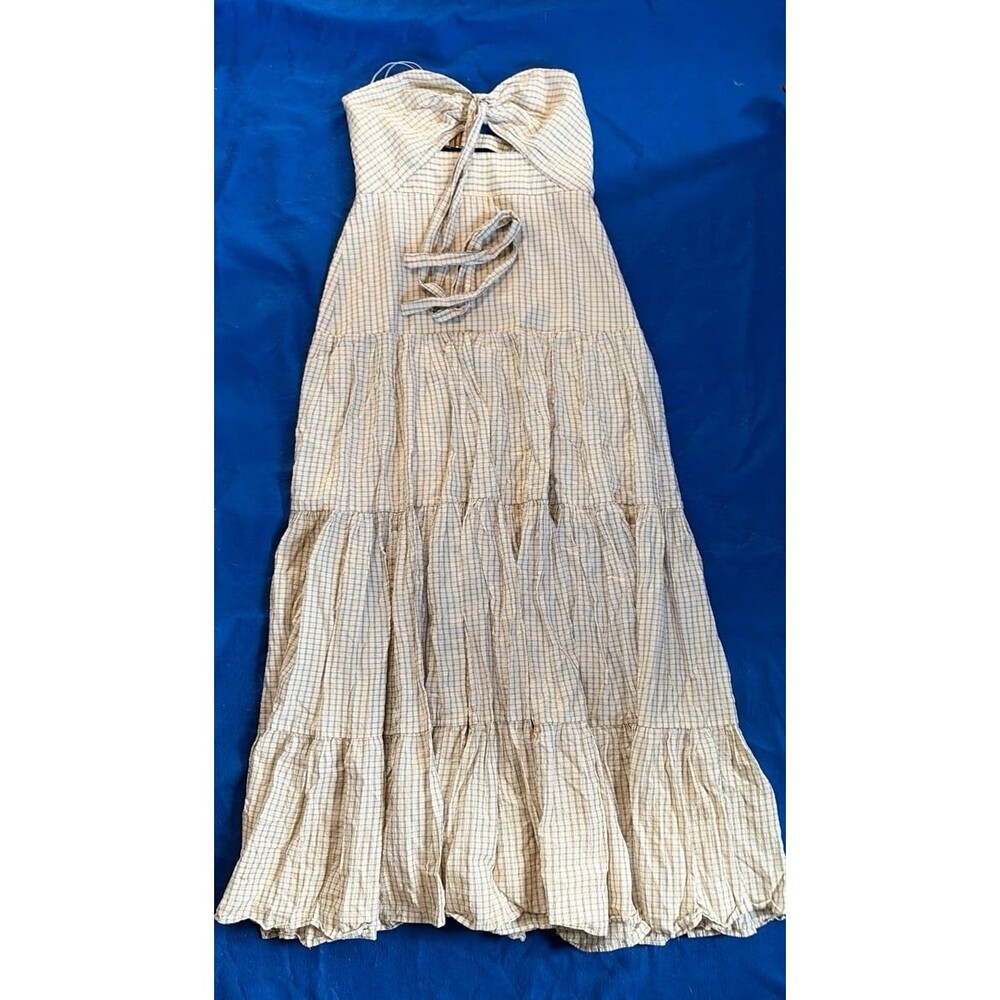 Significant Other Maxi Dress Women’s US 6 AU 10 Cream Plaid Tiered